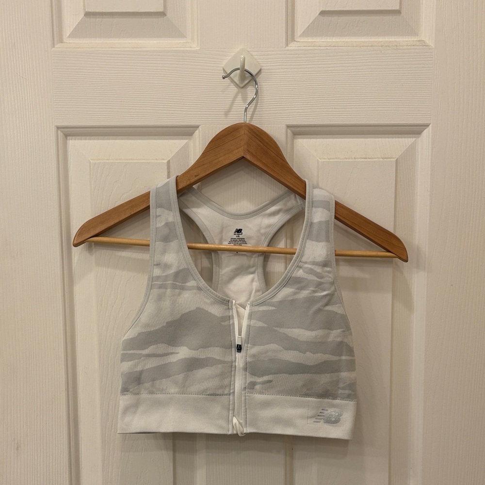 New Balance Camouflage Gray and White Sports Bra